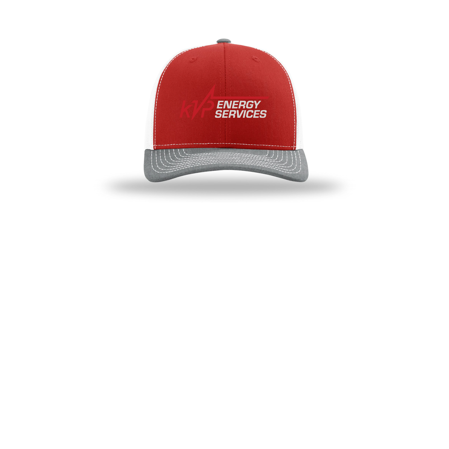 kvpenergy-richardson-trucker-cap-embroidery-capfront-R112-redwhiteheathergrey-flat-front