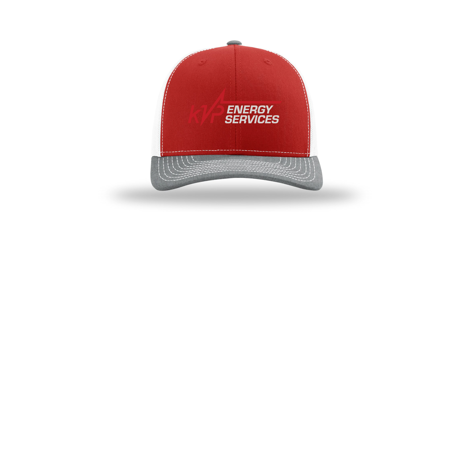 kvpenergy-richardson-trucker-cap-embroidery-capfront-R112-redwhiteheathergrey-flat-front