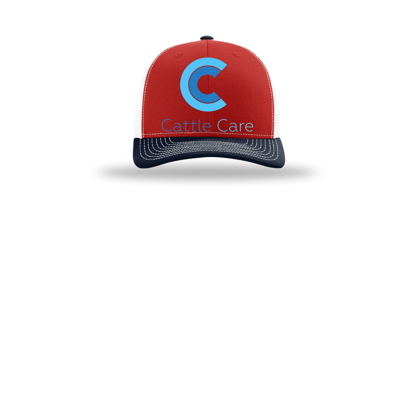cattle-care-richardson-trucker-cap-embroidery-capfront-R112-redwhitenavy-flat-front