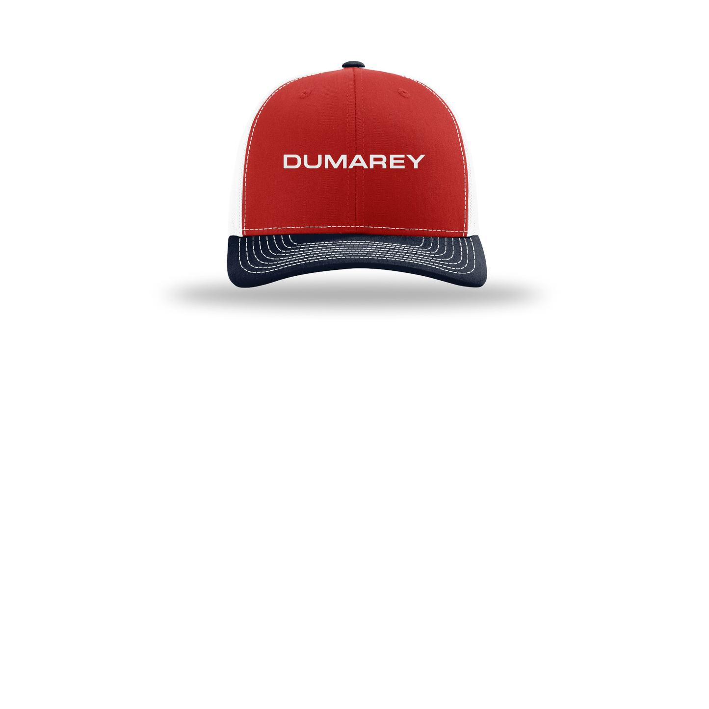 dumarey-richardson-trucker-cap-embroidery-capfront-R112-redwhitenavy-flat-front