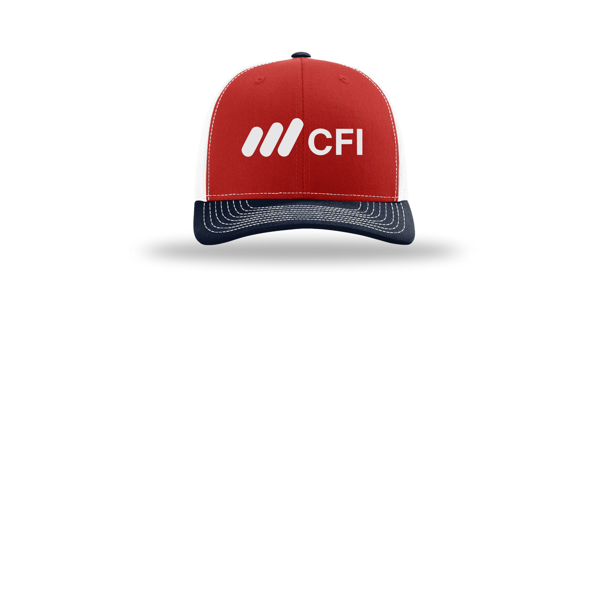 corporatefinanceinstitute-richardson-trucker-cap-embroidery-capfront-R112-redwhitenavy-flat-front