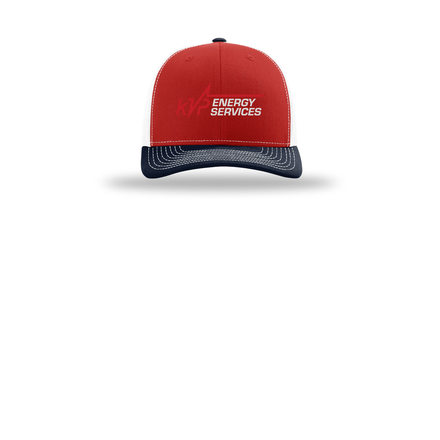 kvpenergy-richardson-trucker-cap-embroidery-capfront-R112-redwhitenavy-flat-front
