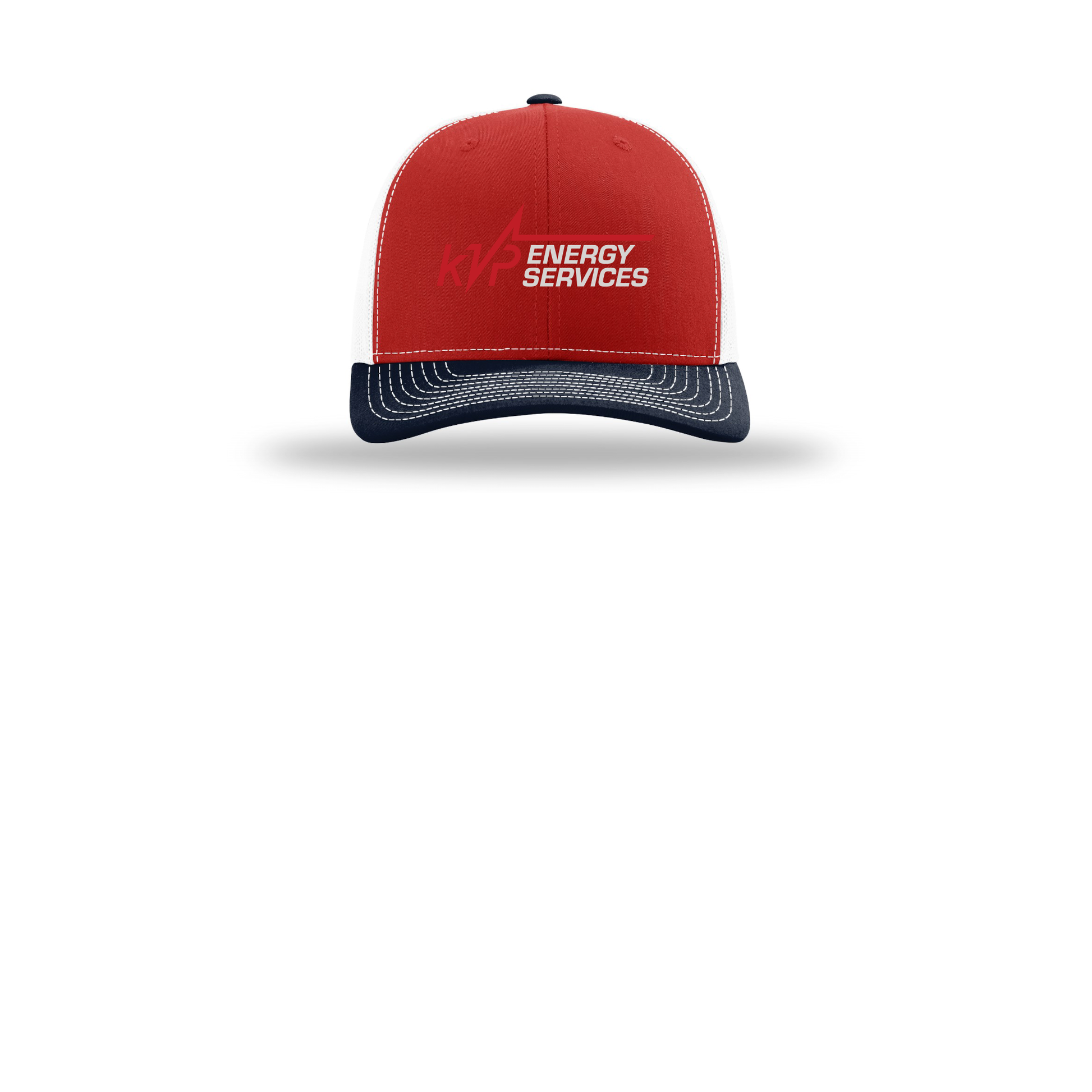 kvpenergy-richardson-trucker-cap-embroidery-capfront-R112-redwhitenavy-flat-front