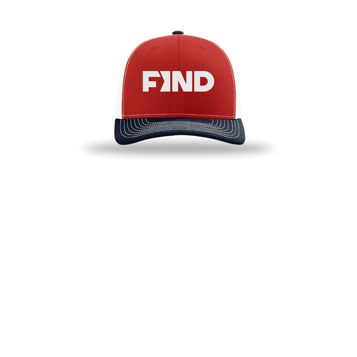 findrealestate-richardson-trucker-cap-embroidery-capfront-R112-redwhitenavy-flat-front