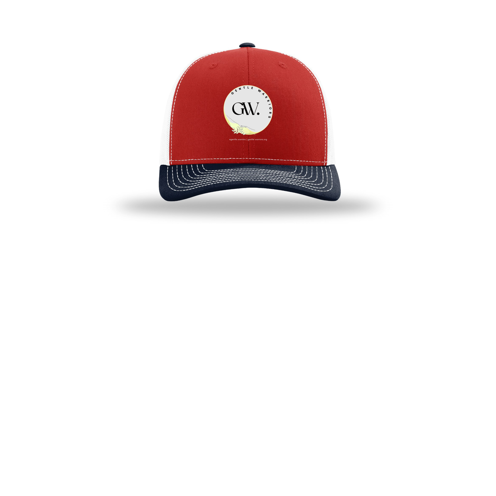 gentle-warriors-richardson-trucker-cap-embroidery-capfront-R112-redwhitenavy-flat-front