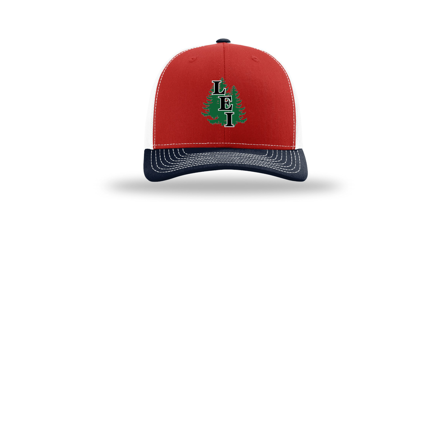 leisite-richardson-trucker-cap-embroidery-capfront-R112-redwhitenavy-flat-front