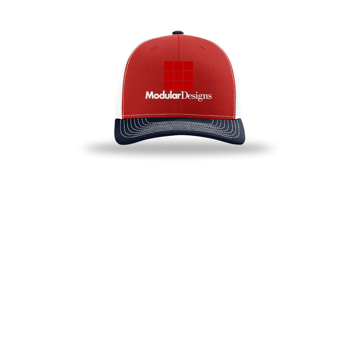 modulardesignsflooring-richardson-trucker-cap-embroidery-capfront-R112-redwhitenavy-flat-front