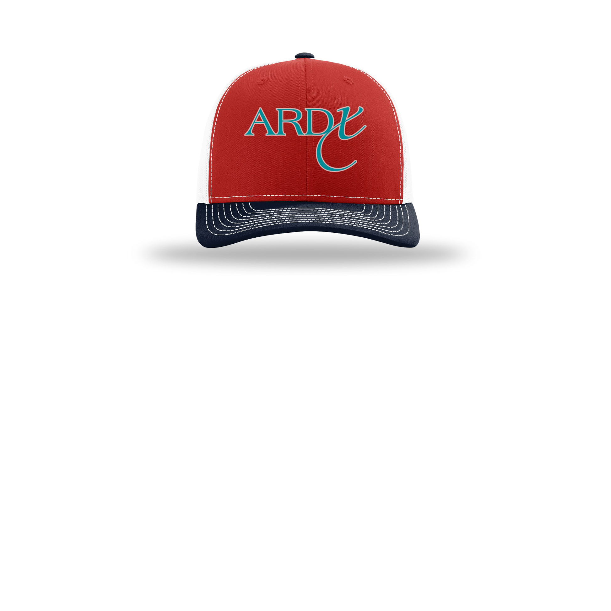 ardx-richardson-trucker-cap-embroidery-capfront-R112-redwhitenavy-flat-front