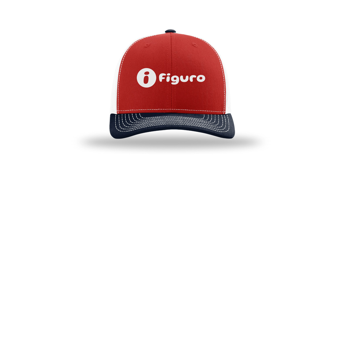 getfiguro-richardson-trucker-cap-embroidery-capfront-R112-redwhitenavy-flat-front