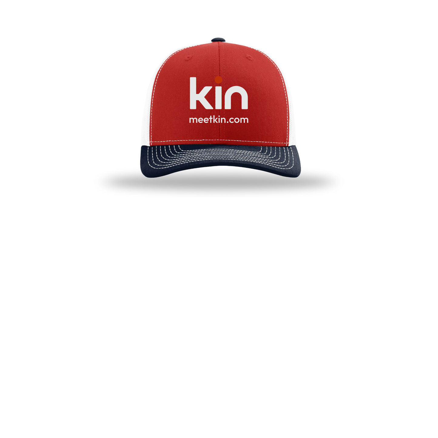 kin-richardson-trucker-cap-embroidery-capfront-R112-redwhitenavy-flat-front