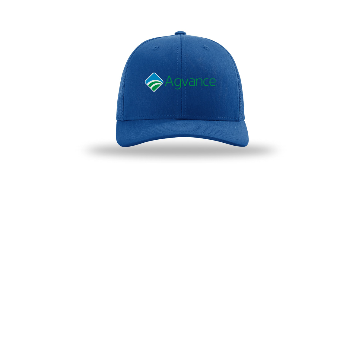 agvance-richardson-trucker-cap-embroidery-capfront-R112-royal-flat-front