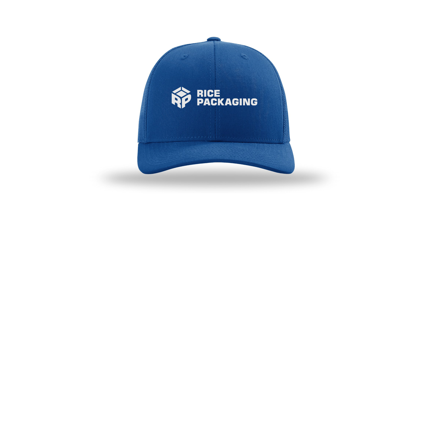 ricepackaging-richardson-trucker-cap-embroidery-capfront-R112-royal-flat-front