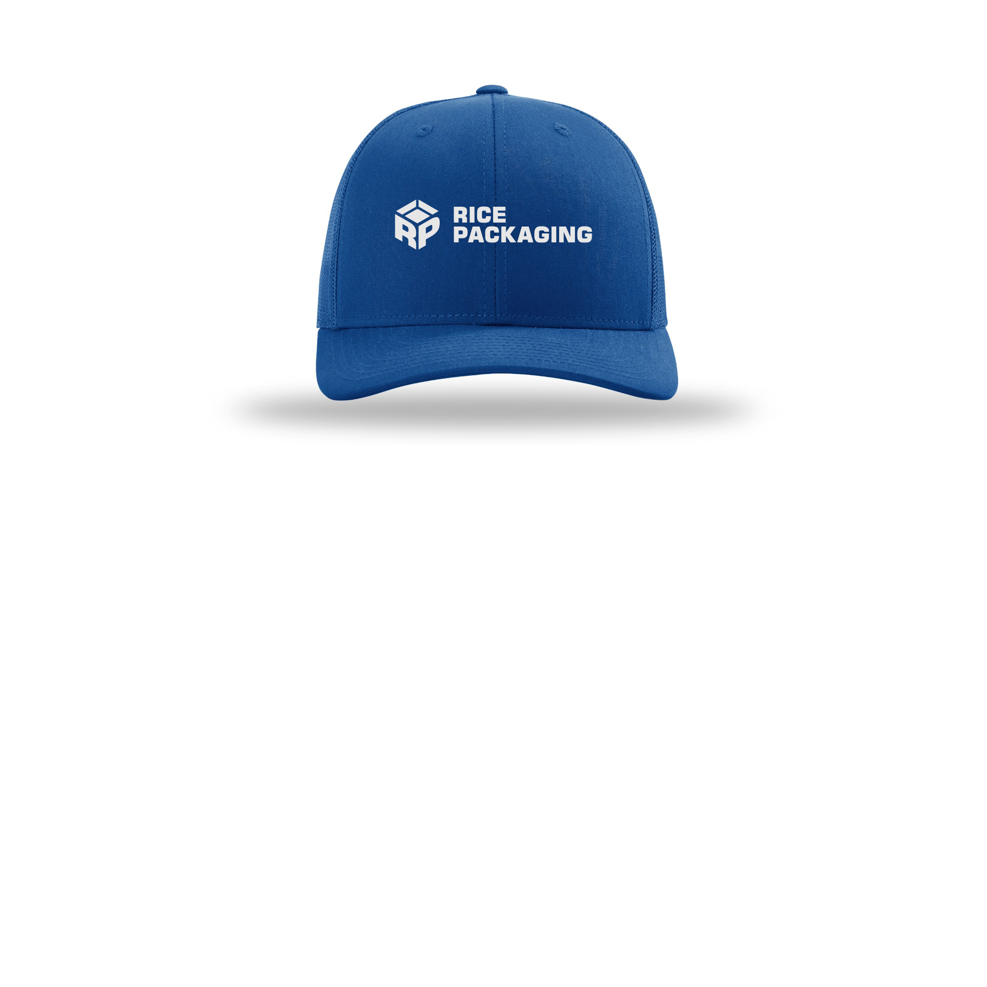 ricepackaging-richardson-trucker-cap-embroidery-capfront-R112-royal-flat-front