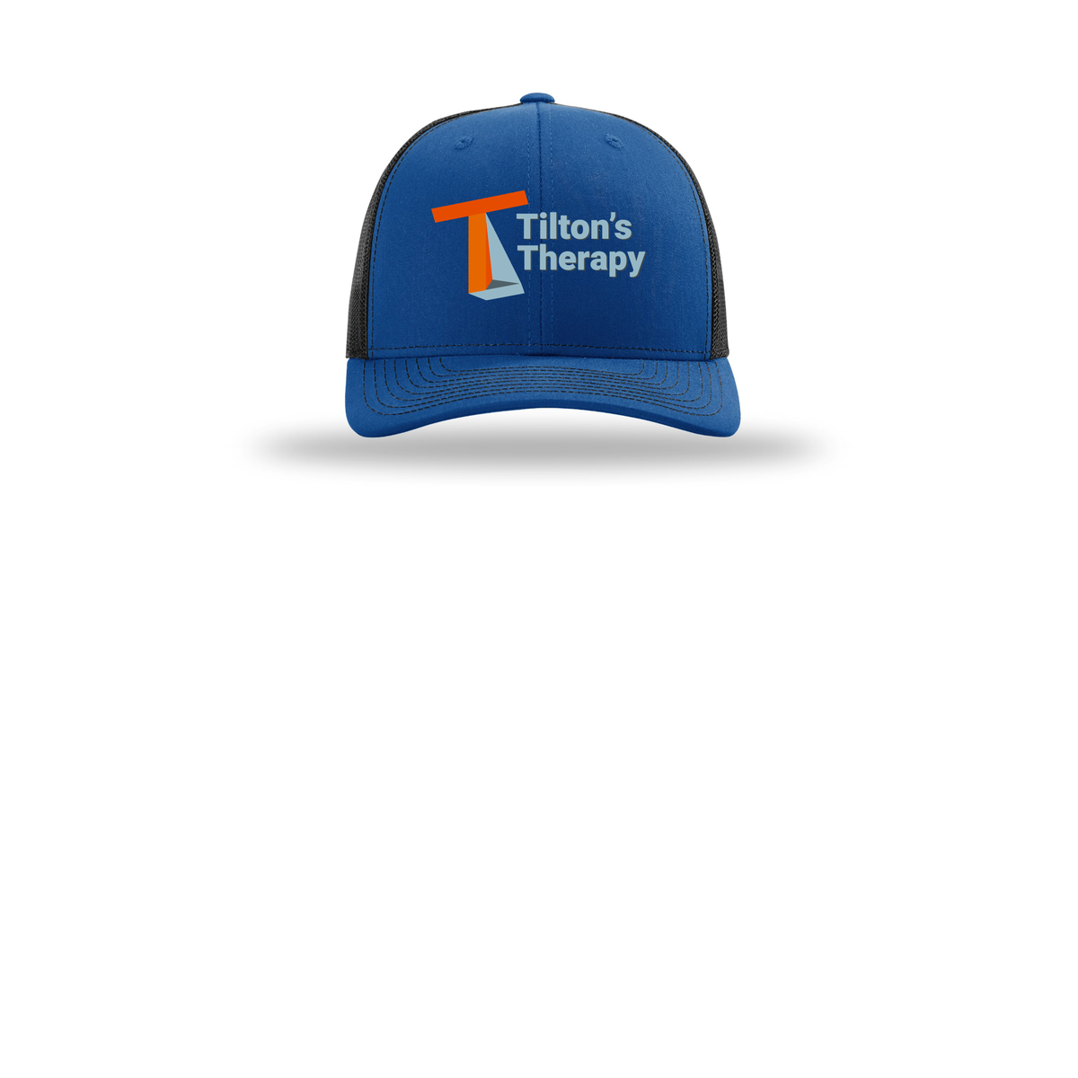 tiltonstherapy-richardson-trucker-cap-embroidery-capfront-R112-royalblack-flat-front