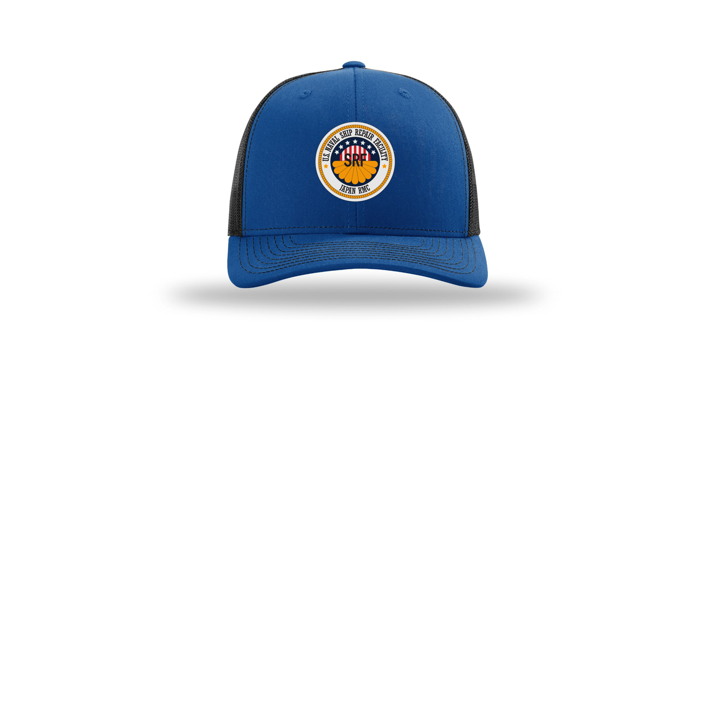 srf-jrmc-richardson-trucker-cap-embroidery-capfront-R112-royalblack-flat-front