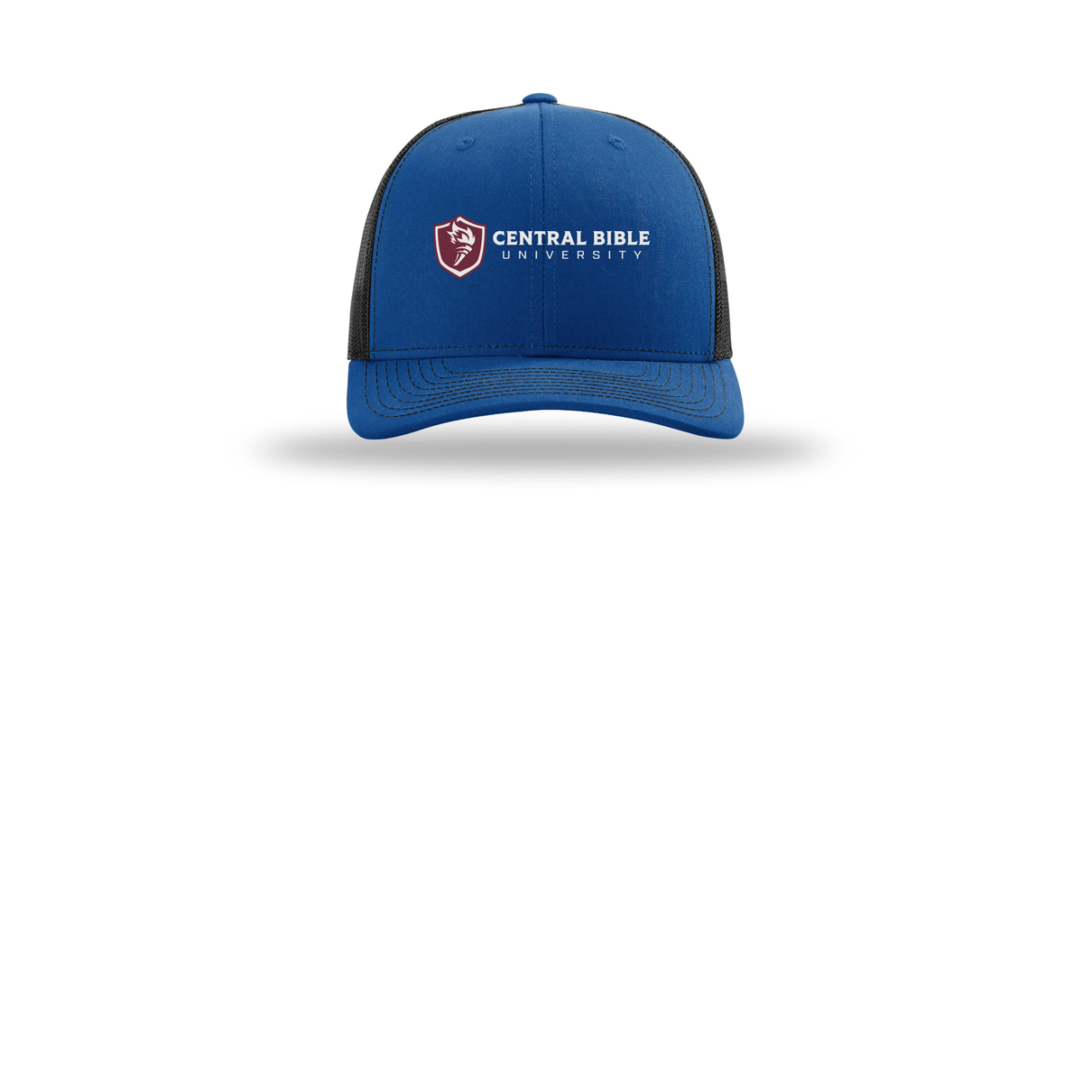 centralbible-richardson-trucker-cap-embroidery-capfront-R112-royalblack-flat-front