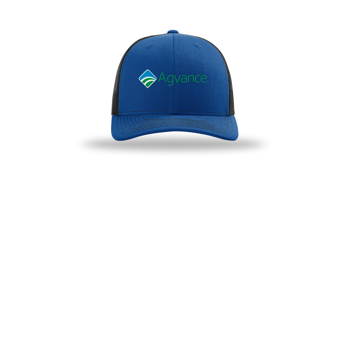agvance-richardson-trucker-cap-embroidery-capfront-R112-royalblack-flat-front