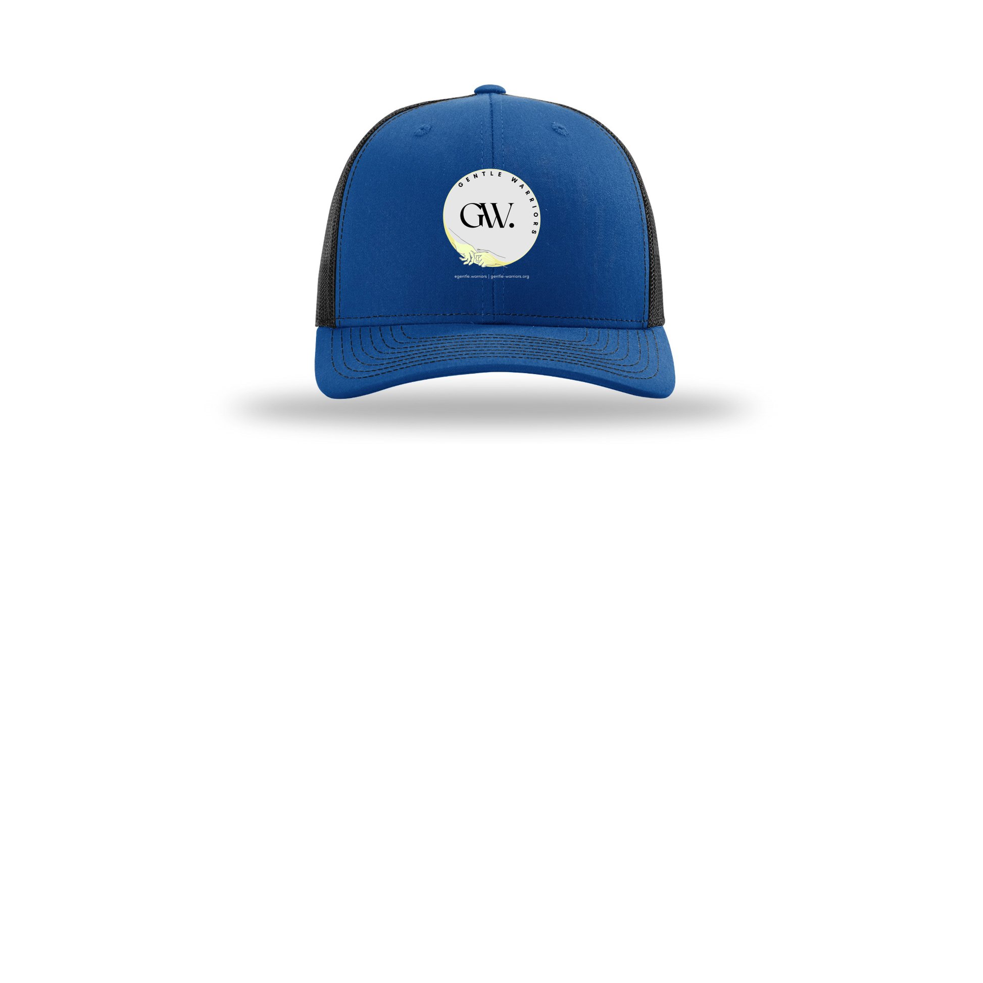 gentle-warriors-richardson-trucker-cap-embroidery-capfront-R112-royalblack-flat-front