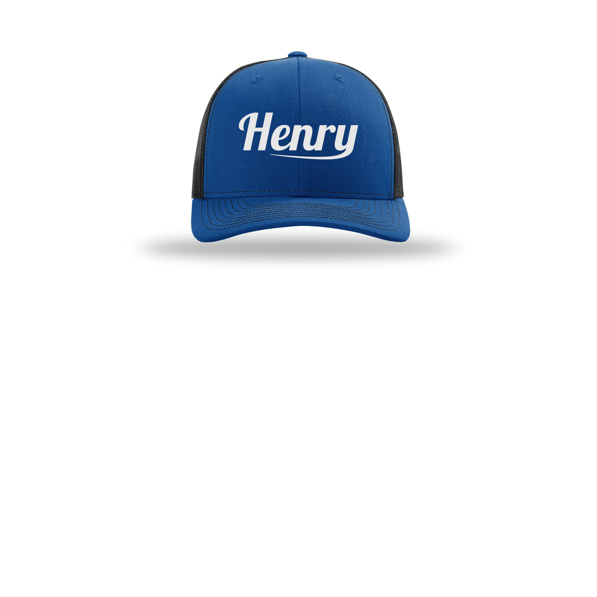 henrymeds-richardson-trucker-cap-embroidery-capfront-R112-royalblack-flat-front