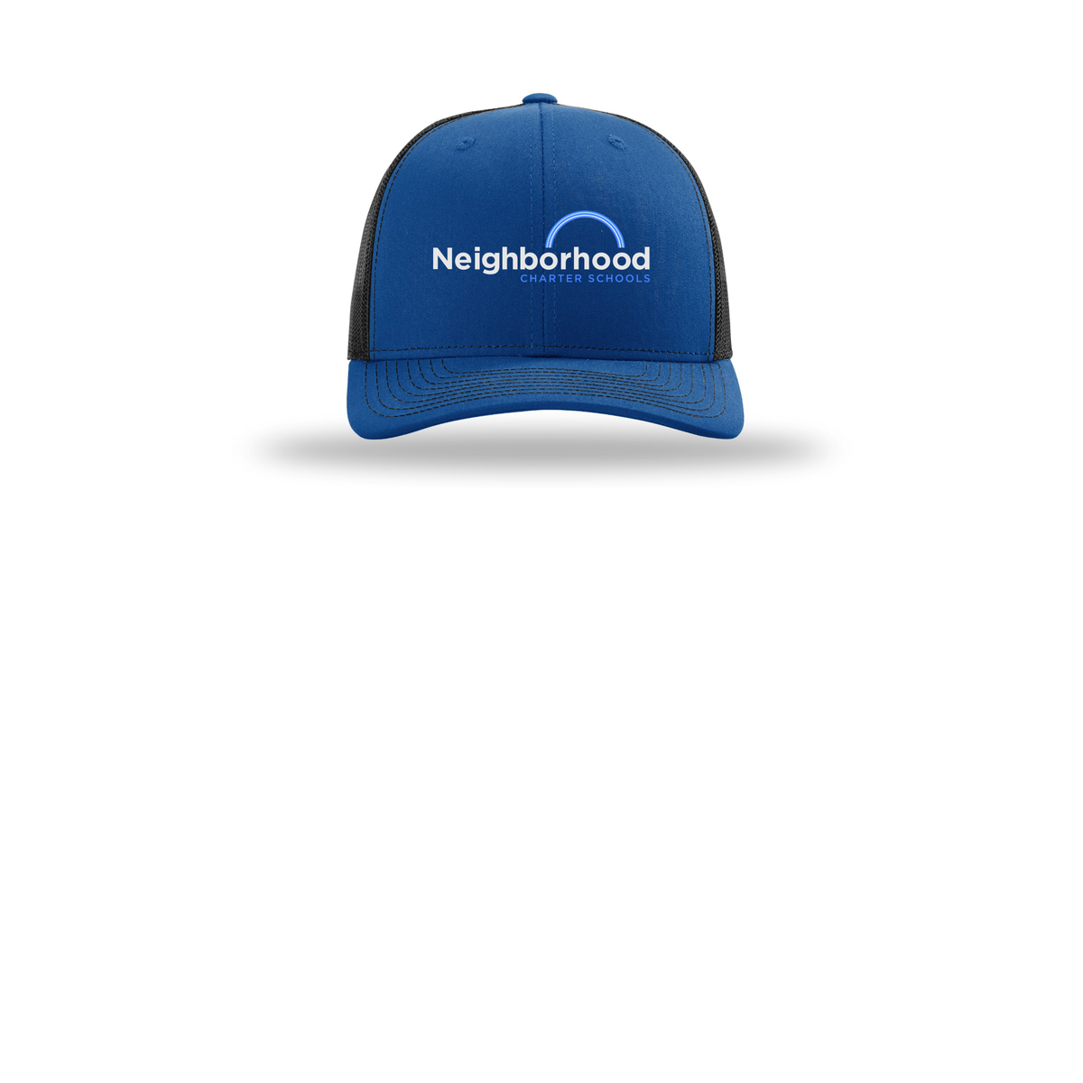 ncschools-richardson-trucker-cap-embroidery-capfront-R112-royalblack-flat-front