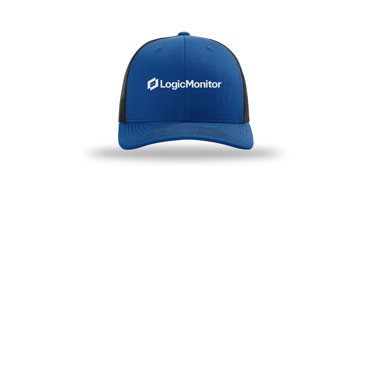 logicmonitor-richardson-trucker-cap-embroidery-capfront-R112-royalblack-flat-front