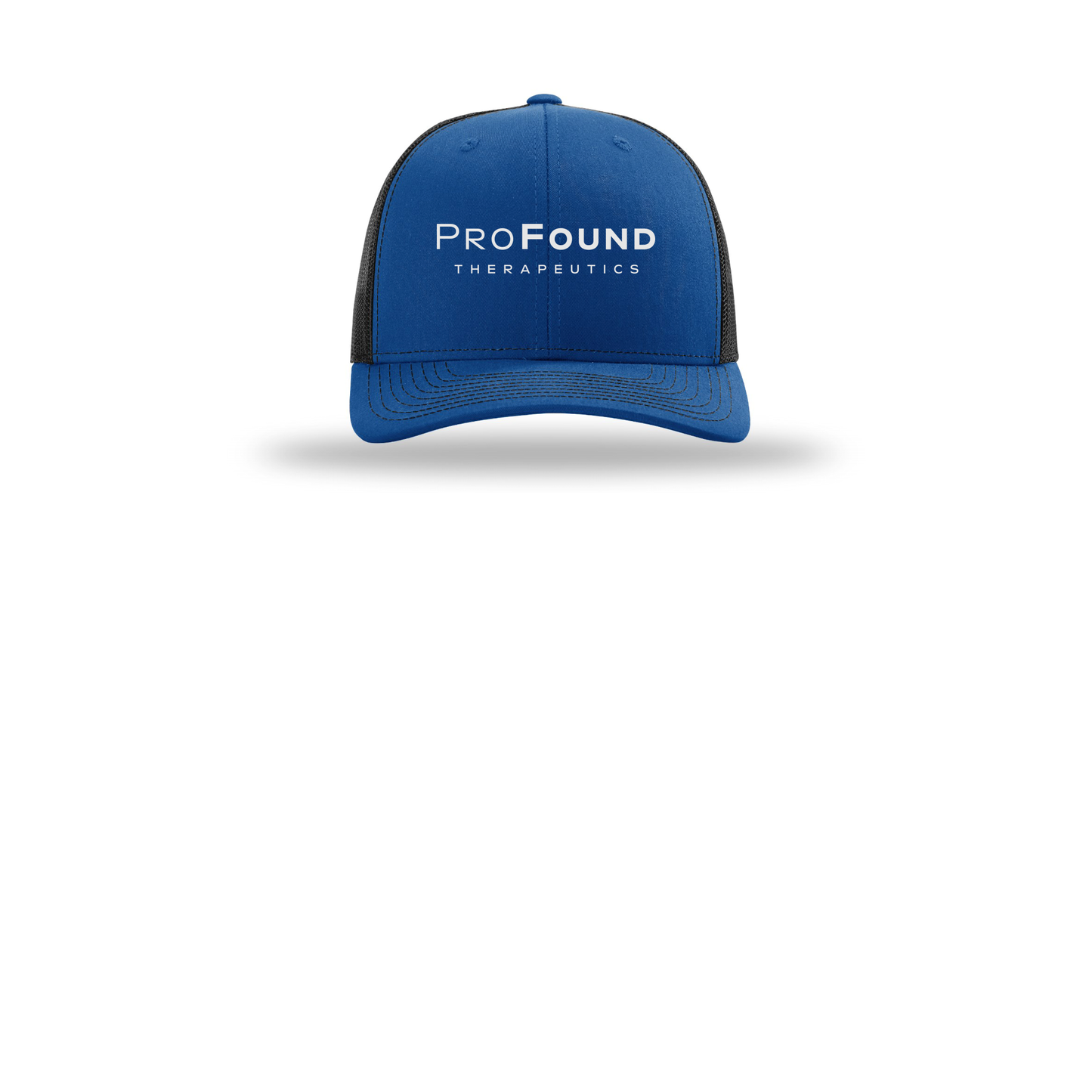 profoundtx-richardson-trucker-cap-embroidery-capfront-R112-royalblack-flat-front