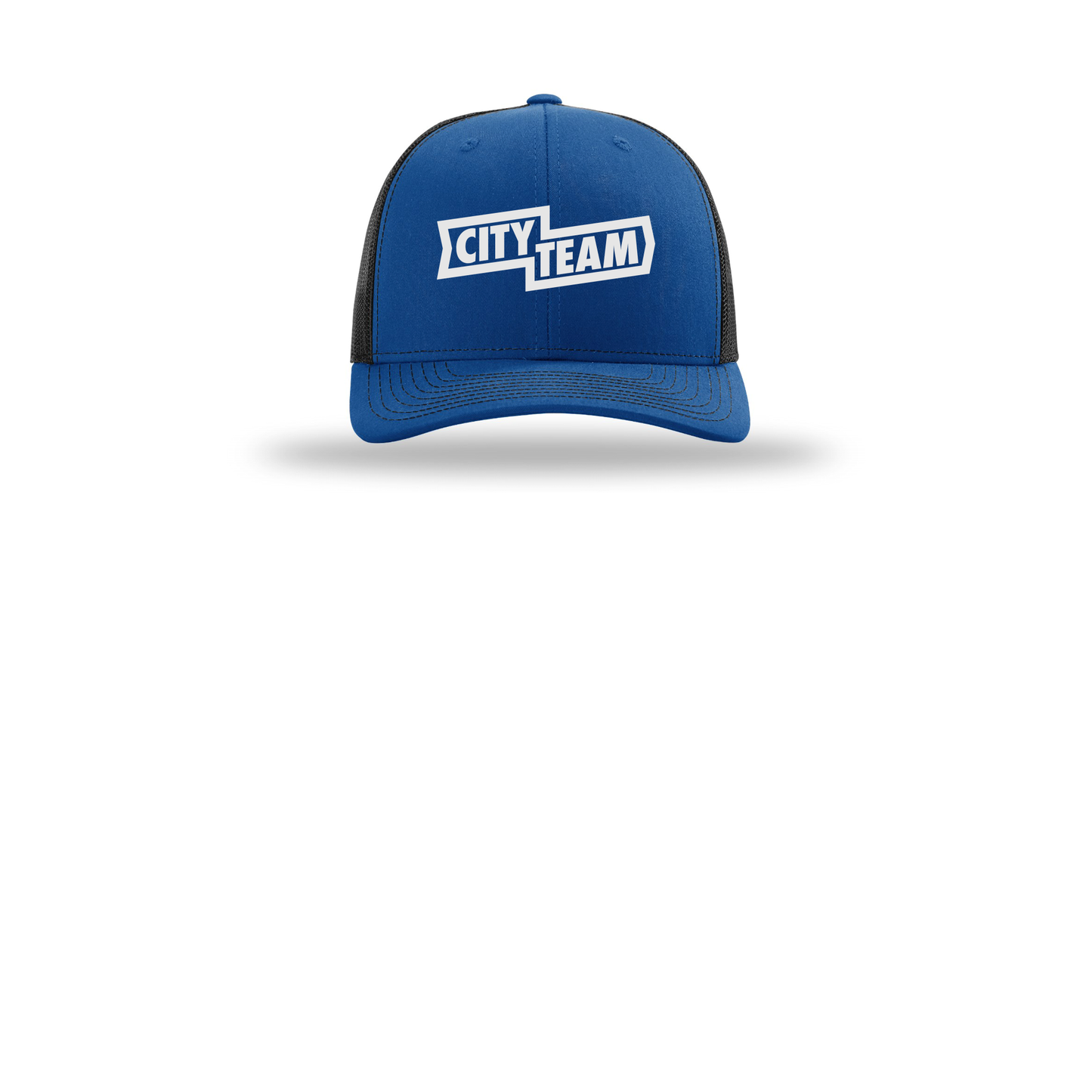 cityteam-richardson-trucker-cap-embroidery-capfront-R112-royalblack-flat-front