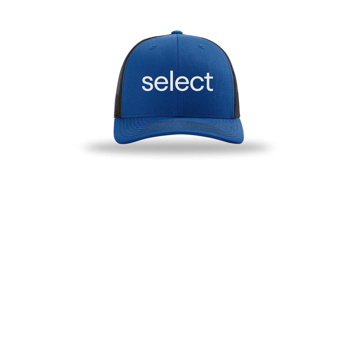 meetselect-richardson-trucker-cap-embroidery-capfront-R112-royalblack-flat-front