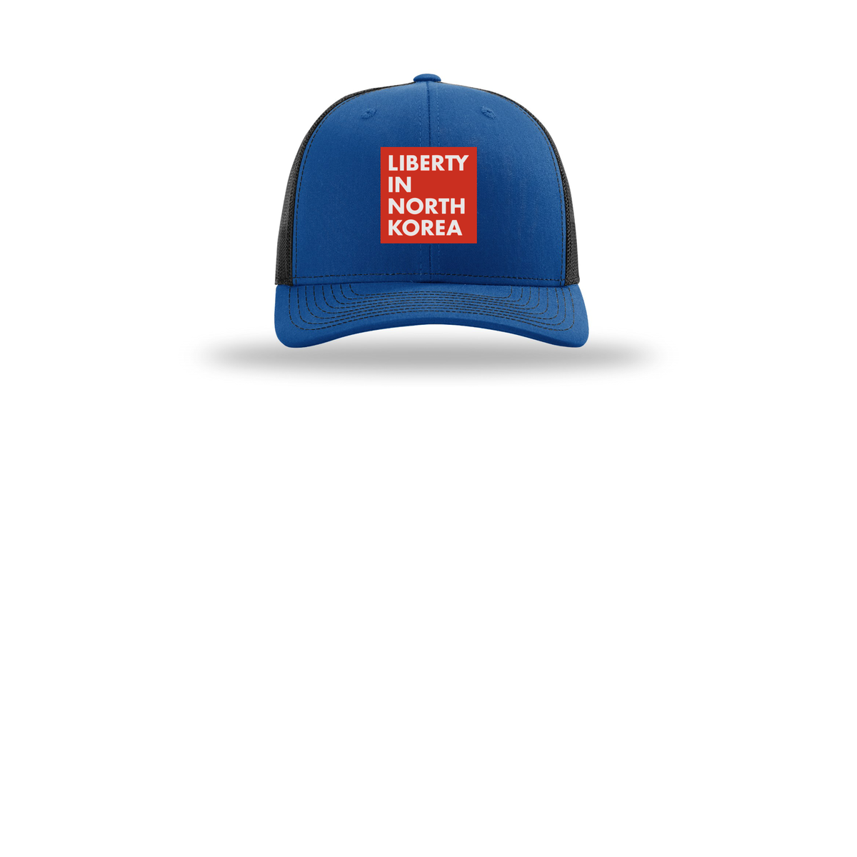 libertyinnorthkorea-richardson-trucker-cap-embroidery-capfront-R112-royalblack-flat-front
