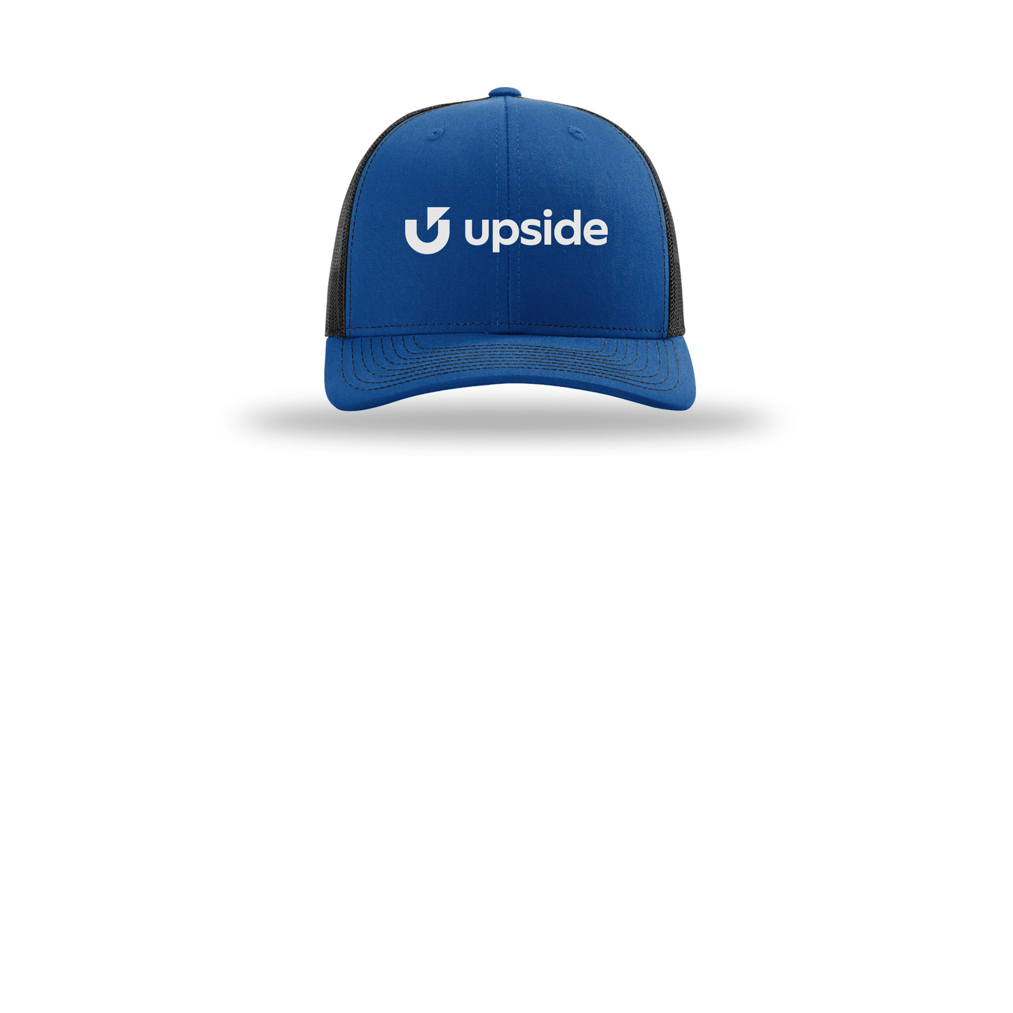 upside-richardson-trucker-cap-embroidery-capfront-R112-royalblack-flat-front