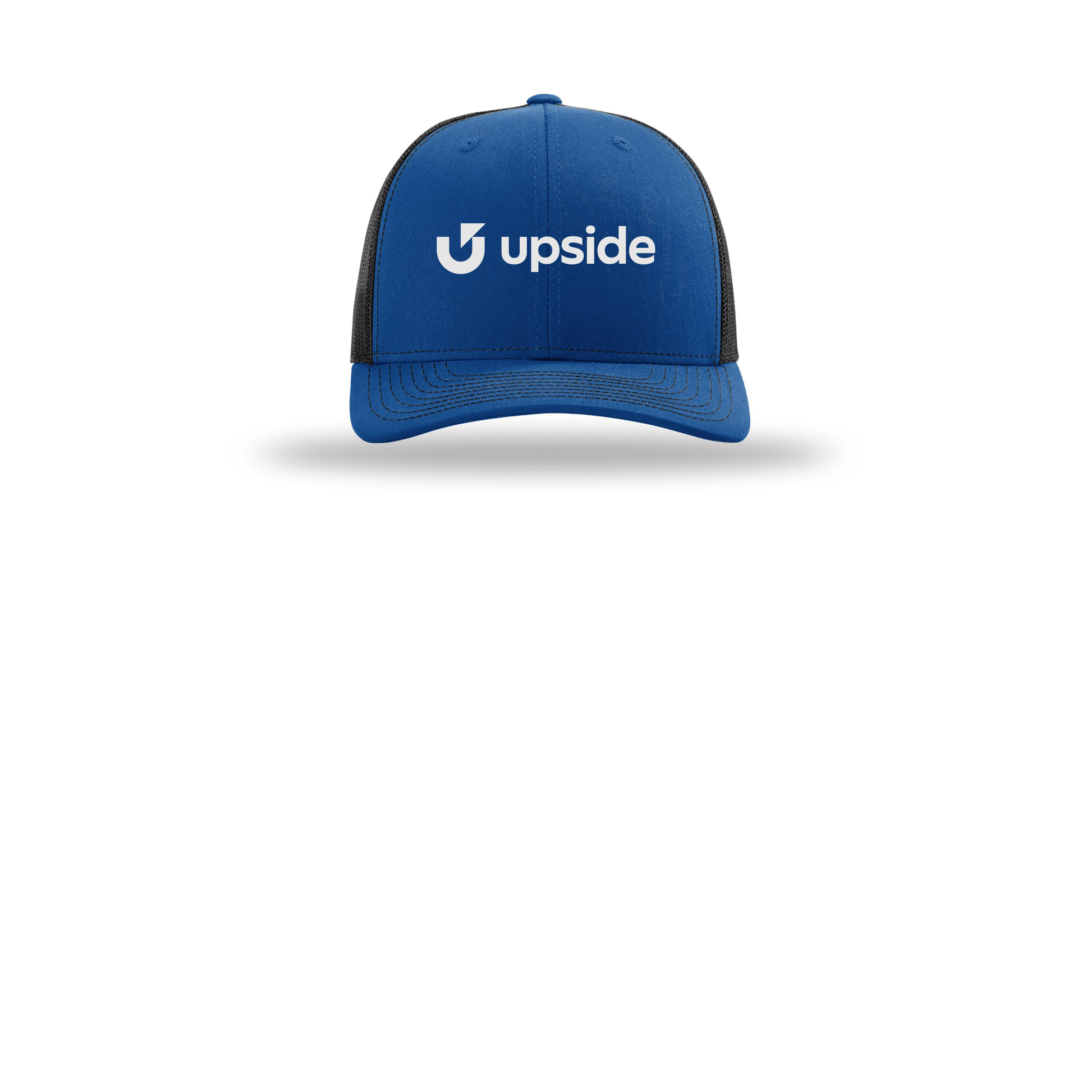 upside-richardson-trucker-cap-embroidery-capfront-R112-royalblack-flat-front