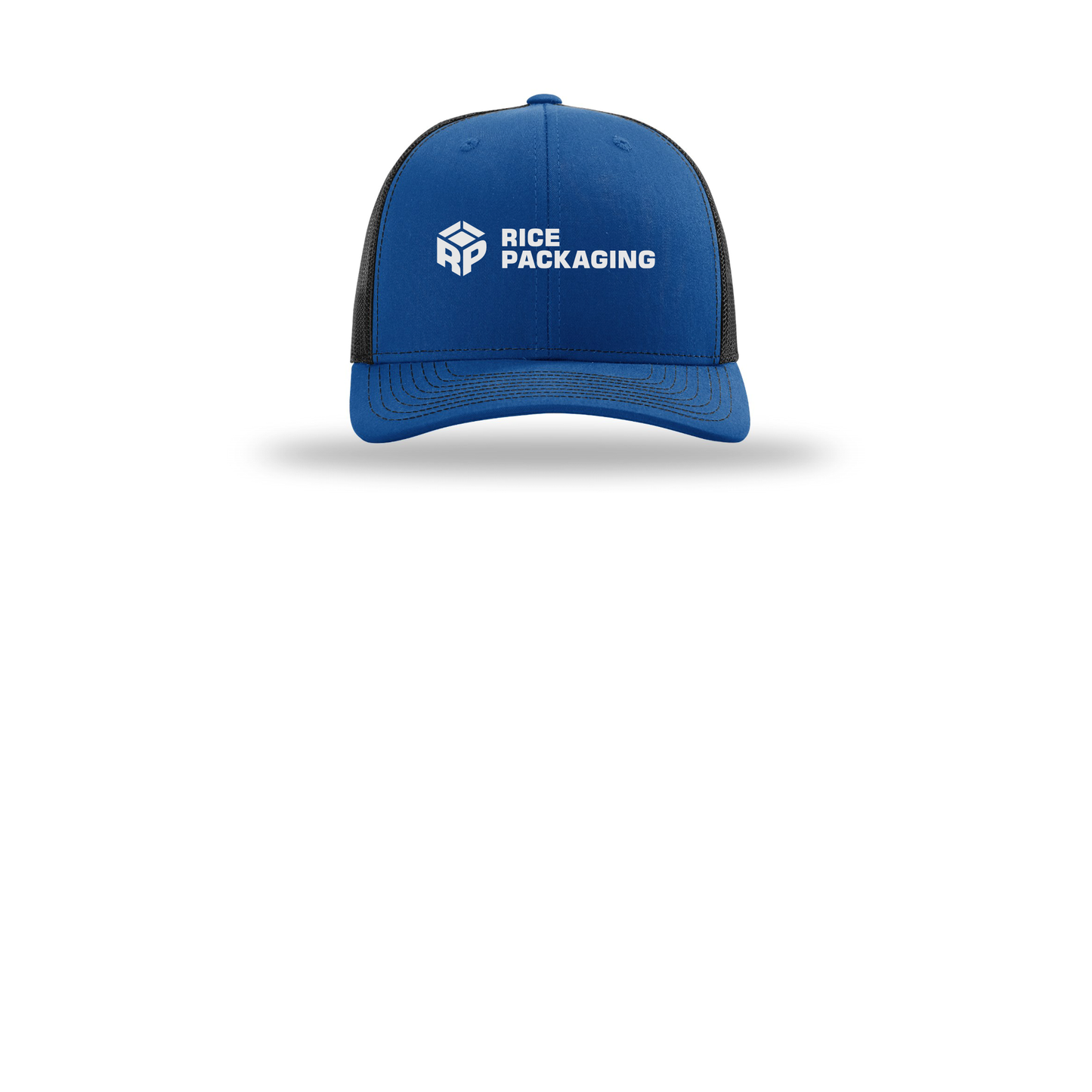 ricepackaging-richardson-trucker-cap-embroidery-capfront-R112-royalblack-flat-front
