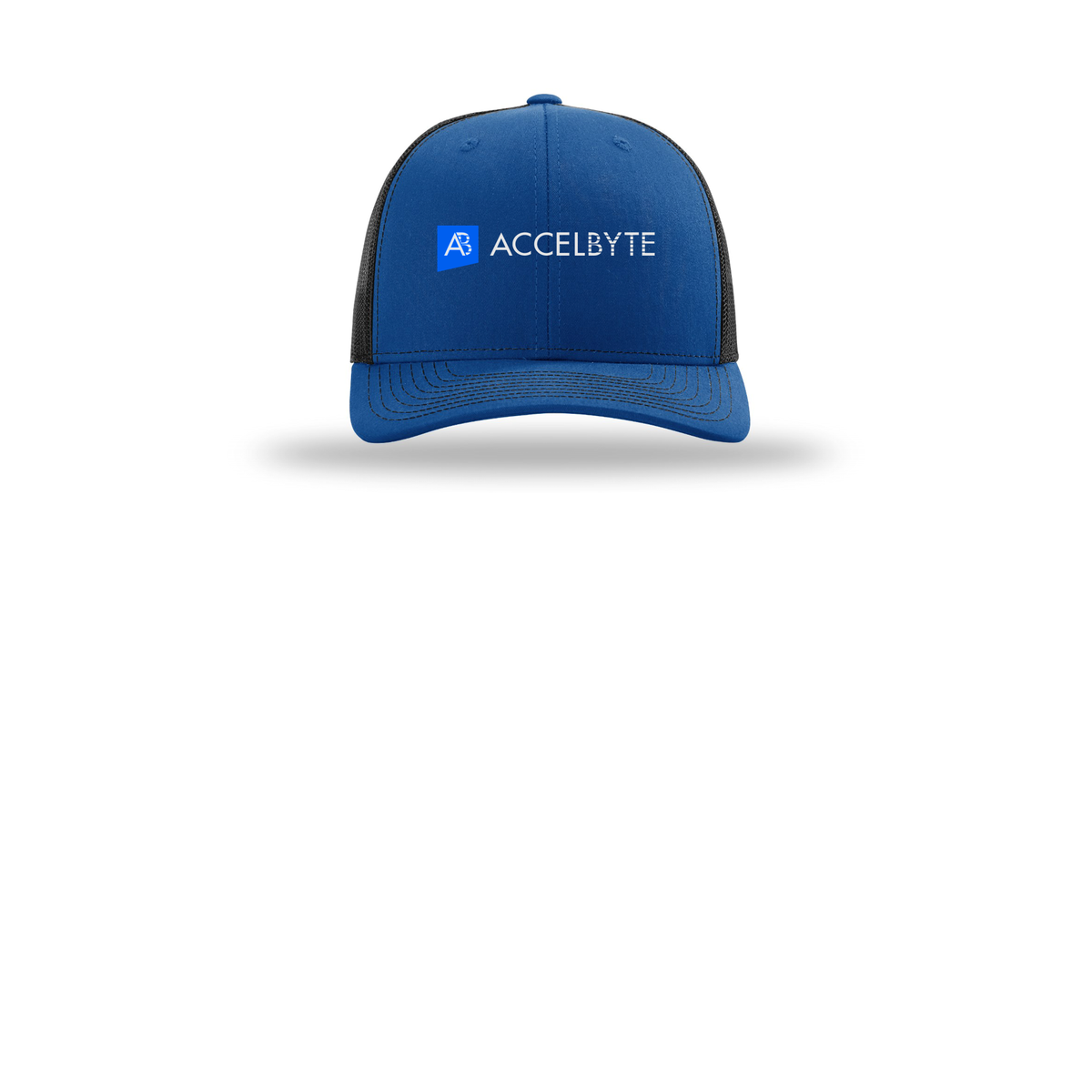 accelbyte-richardson-trucker-cap-embroidery-capfront-R112-royalblack-flat-front