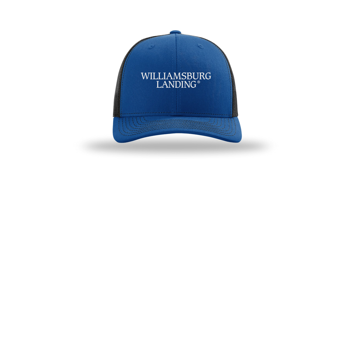 williamsburglanding-richardson-trucker-cap-embroidery-capfront-R112-royalblack-flat-front