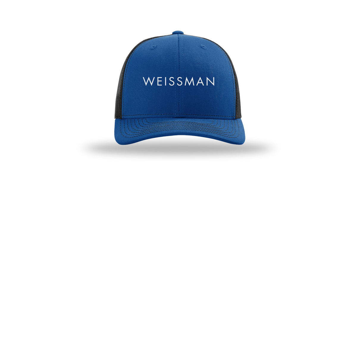 weissmans-richardson-trucker-cap-embroidery-capfront-R112-royalblack-flat-front