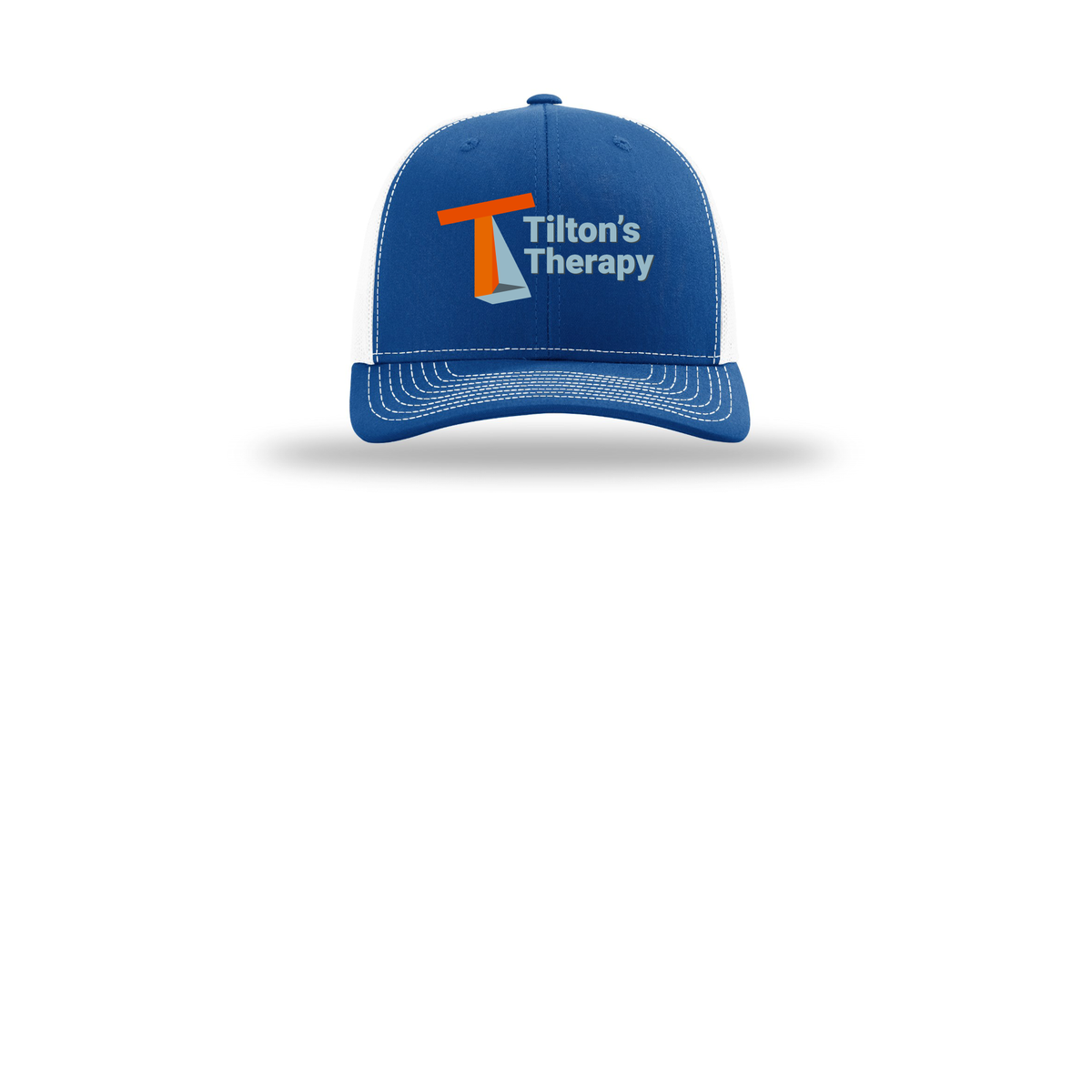 tiltonstherapy-richardson-trucker-cap-embroidery-capfront-R112-royalwhite-flat-front