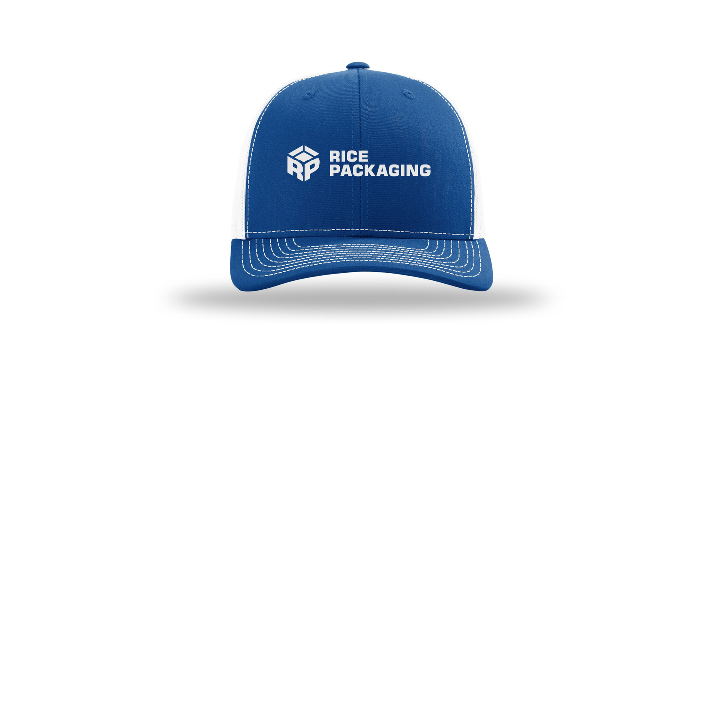 ricepackaging-richardson-trucker-cap-embroidery-capfront-R112-royalwhite-flat-front