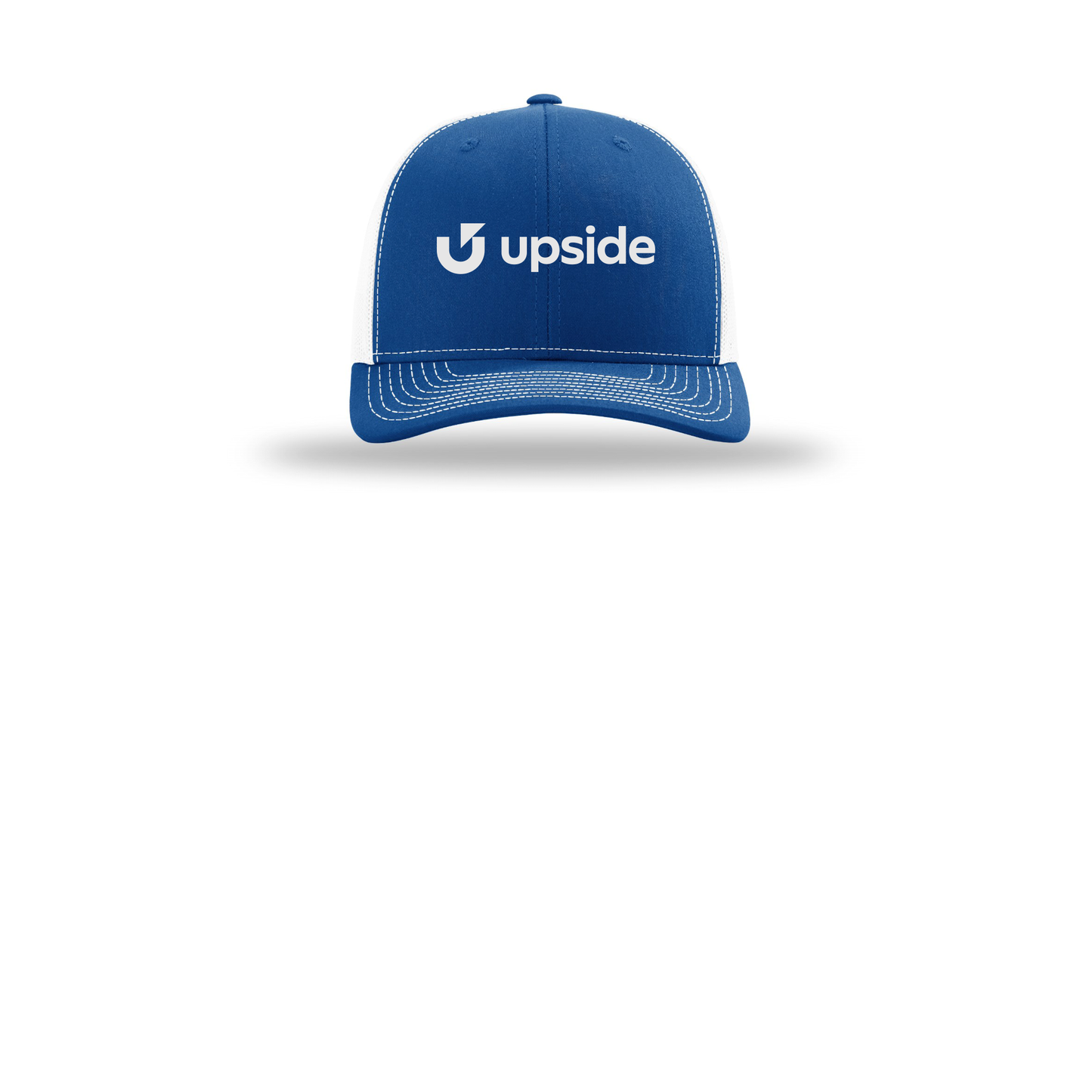 upside-richardson-trucker-cap-embroidery-capfront-R112-royalwhite-flat-front