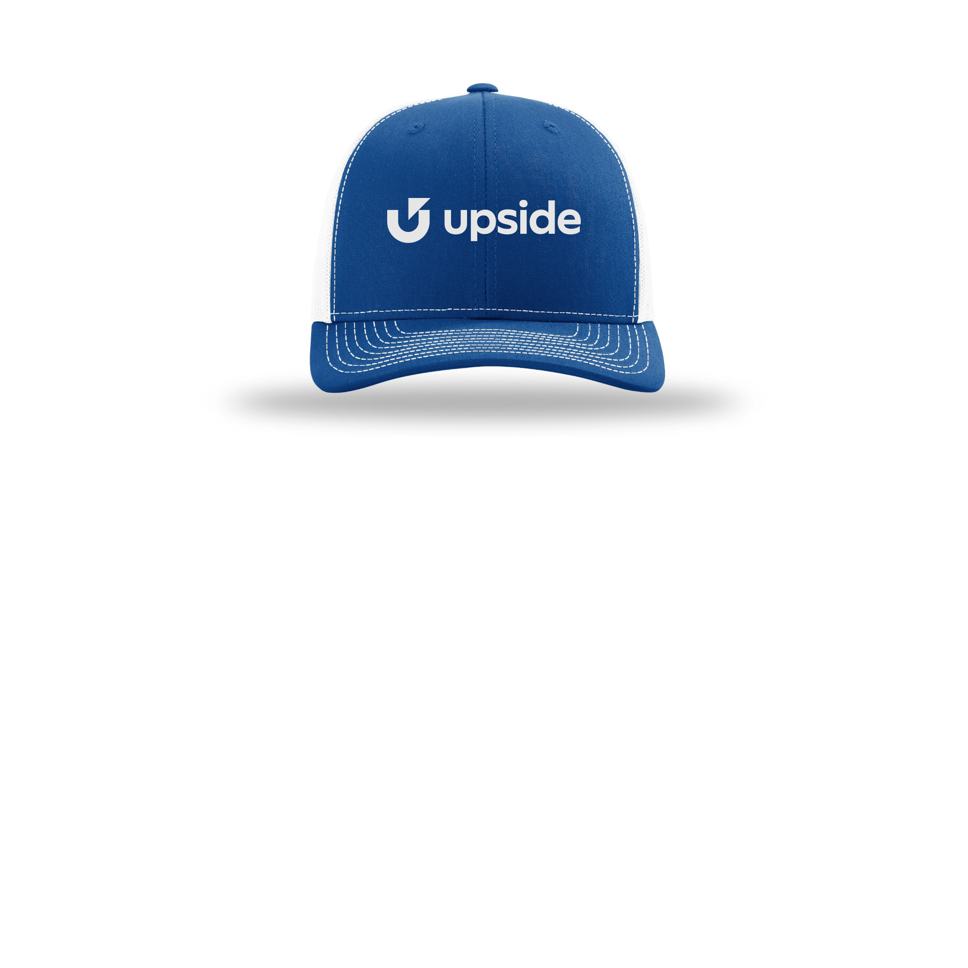 upside-richardson-trucker-cap-embroidery-capfront-R112-royalwhite-flat-front