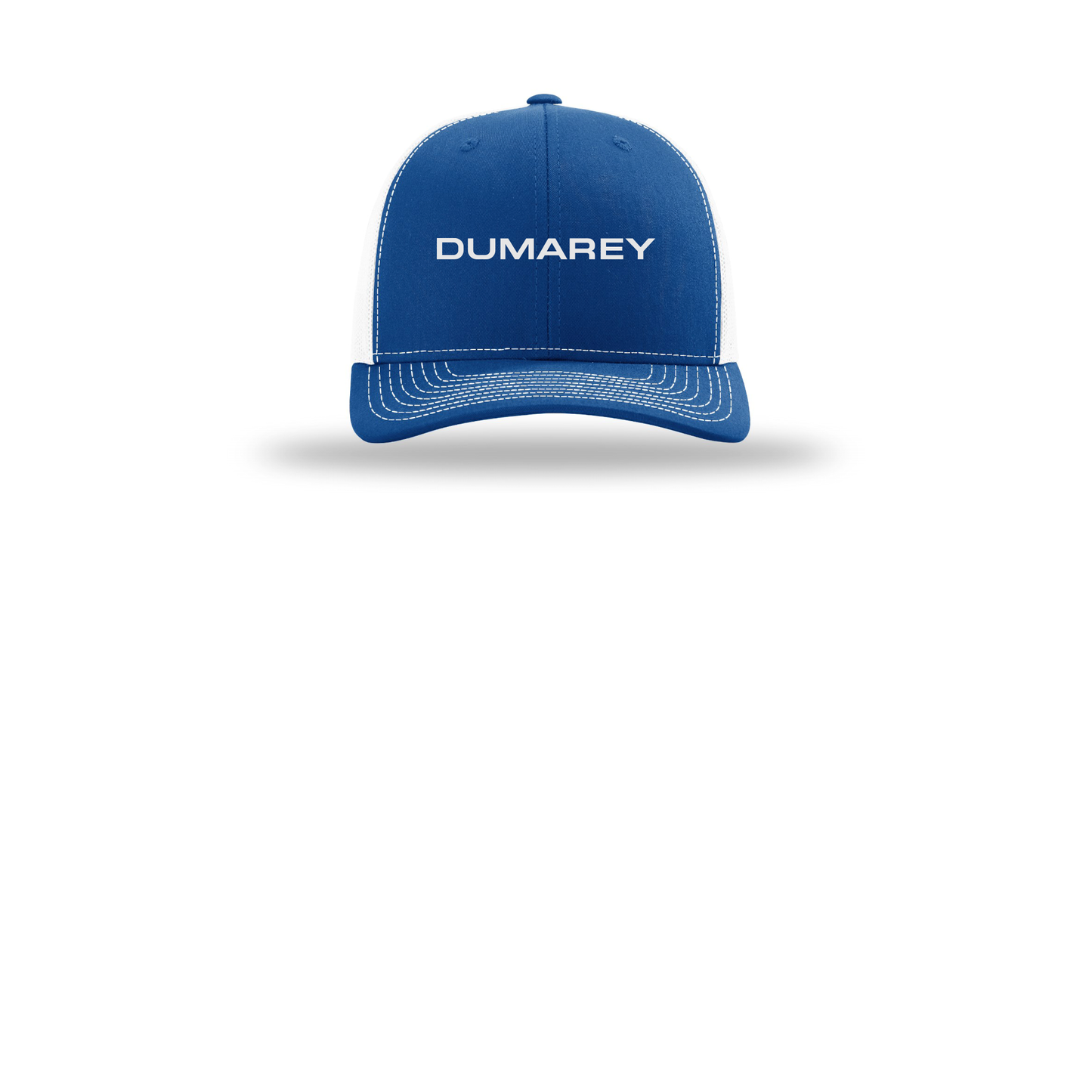dumarey-richardson-trucker-cap-embroidery-capfront-R112-royalwhite-flat-front