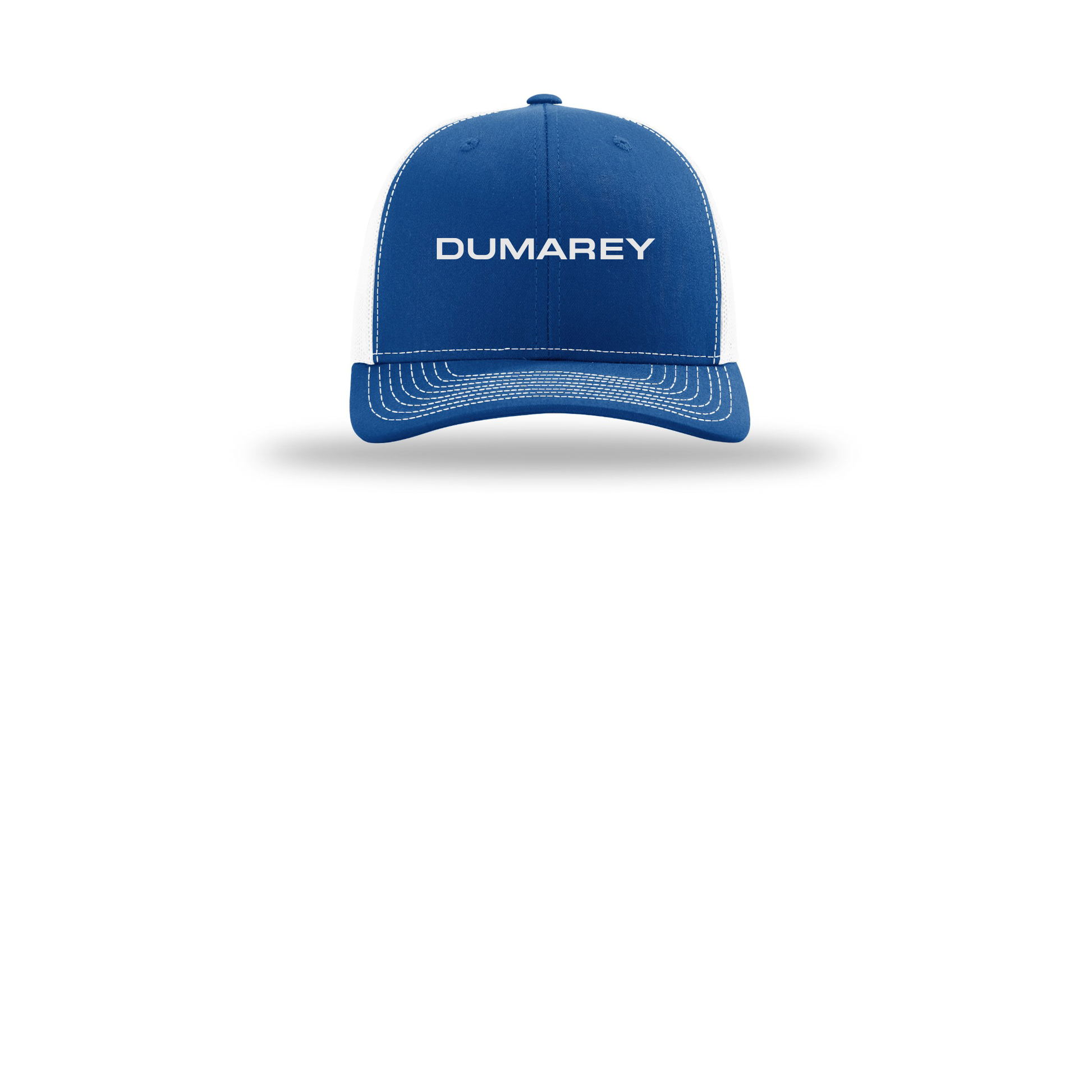 dumarey-richardson-trucker-cap-embroidery-capfront-R112-royalwhite-flat-front