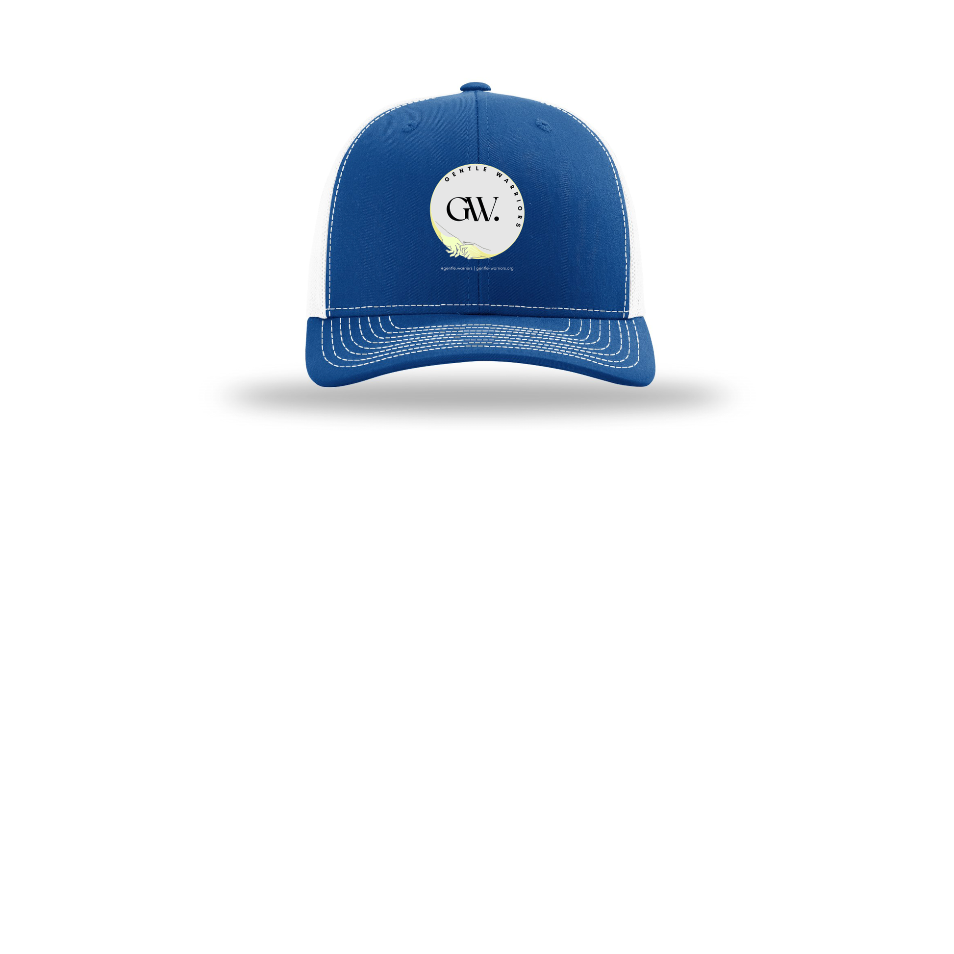 gentle-warriors-richardson-trucker-cap-embroidery-capfront-R112-royalwhite-flat-front