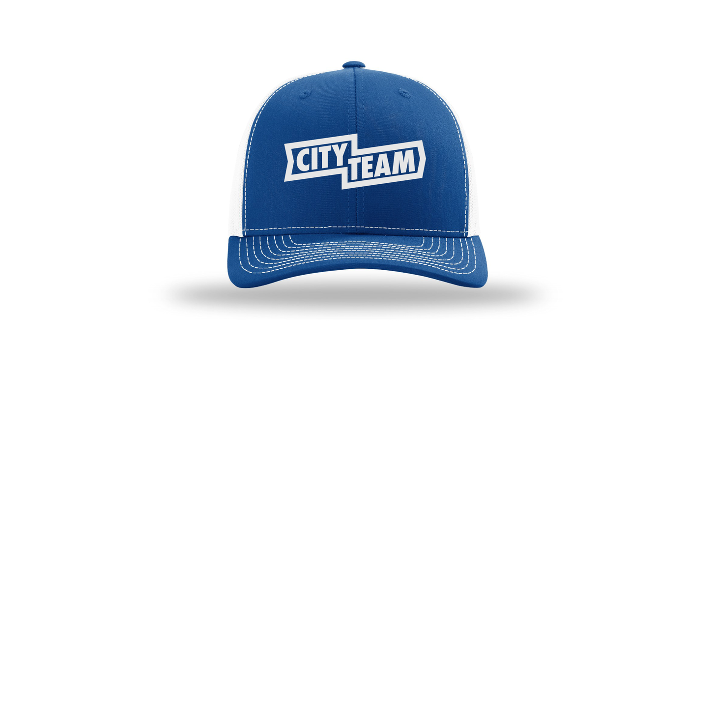 cityteam-richardson-trucker-cap-embroidery-capfront-R112-royalwhite-flat-front