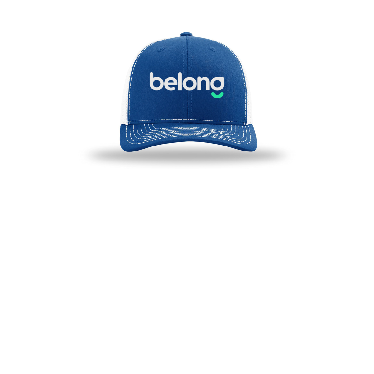 belonghome-richardson-trucker-cap-embroidery-capfront-R112-royalwhite-flat-front