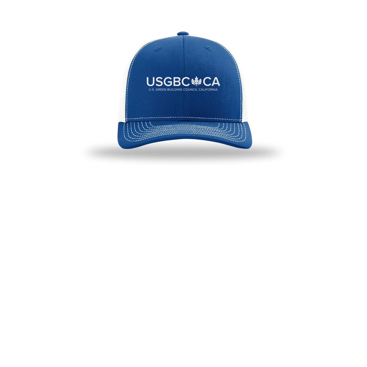 usgbc-ca-richardson-trucker-cap-embroidery-capfront-R112-royalwhite-flat-front