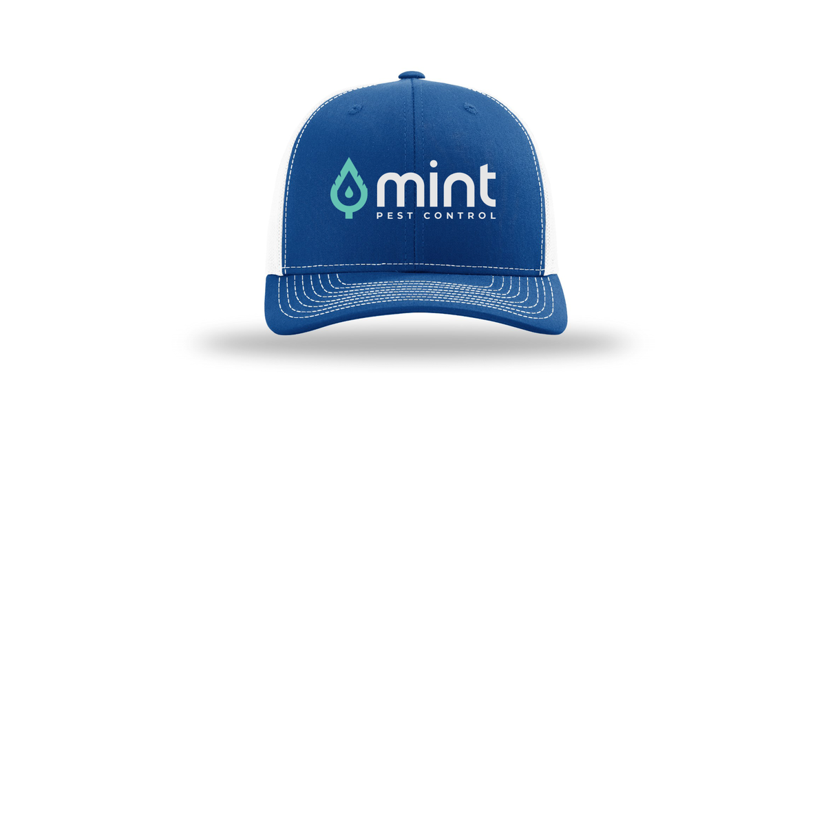 mintpest-richardson-trucker-cap-embroidery-capfront-R112-royalwhite-flat-front