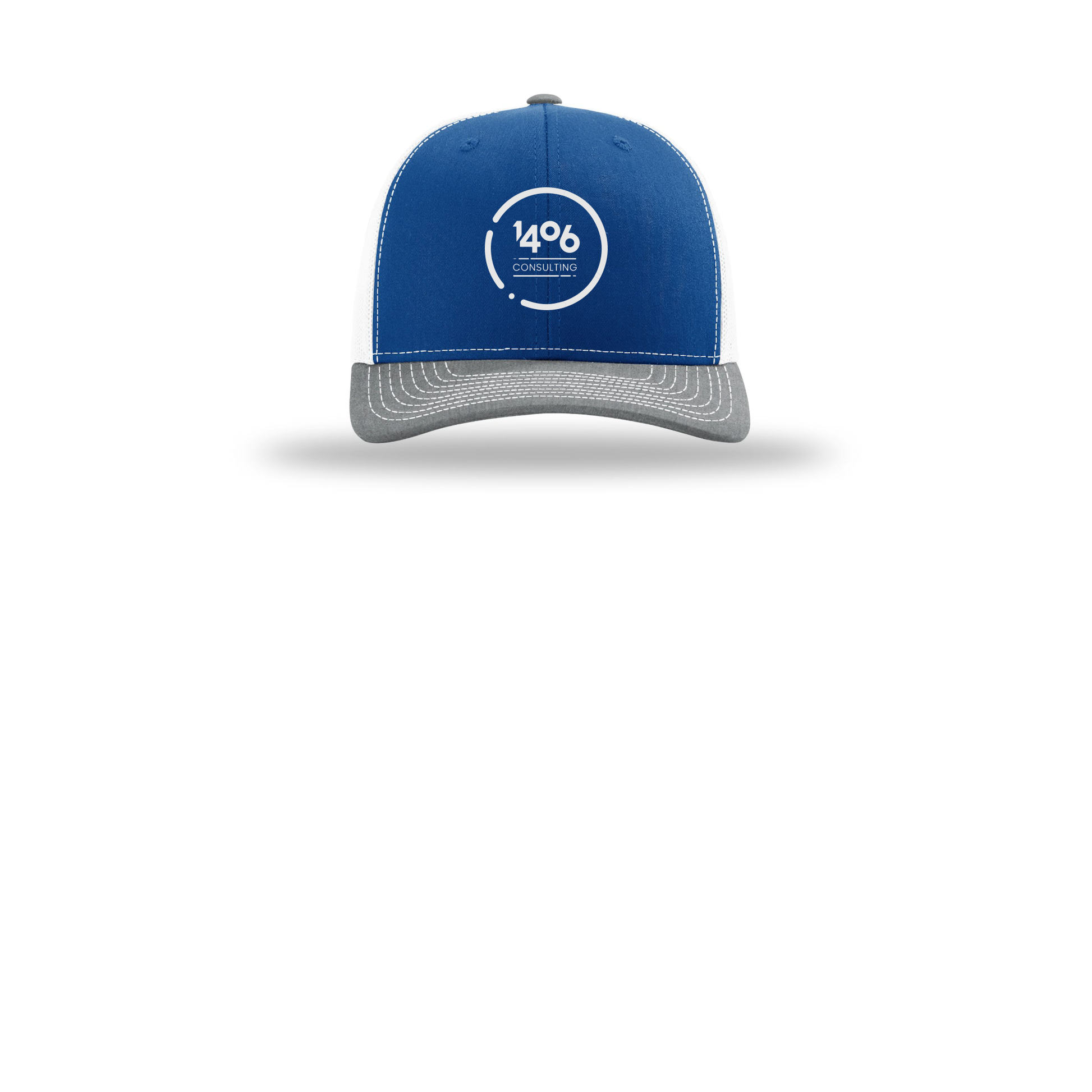 1406consulting-richardson-trucker-cap-embroidery-capfront-R112-royalwhiteheathergrey-flat-front