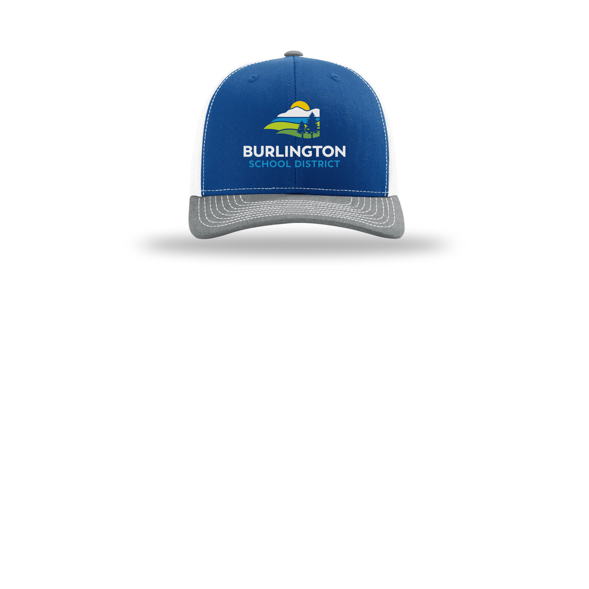bsdvt-richardson-trucker-cap-embroidery-capfront-R112-royalwhiteheathergrey-flat-front