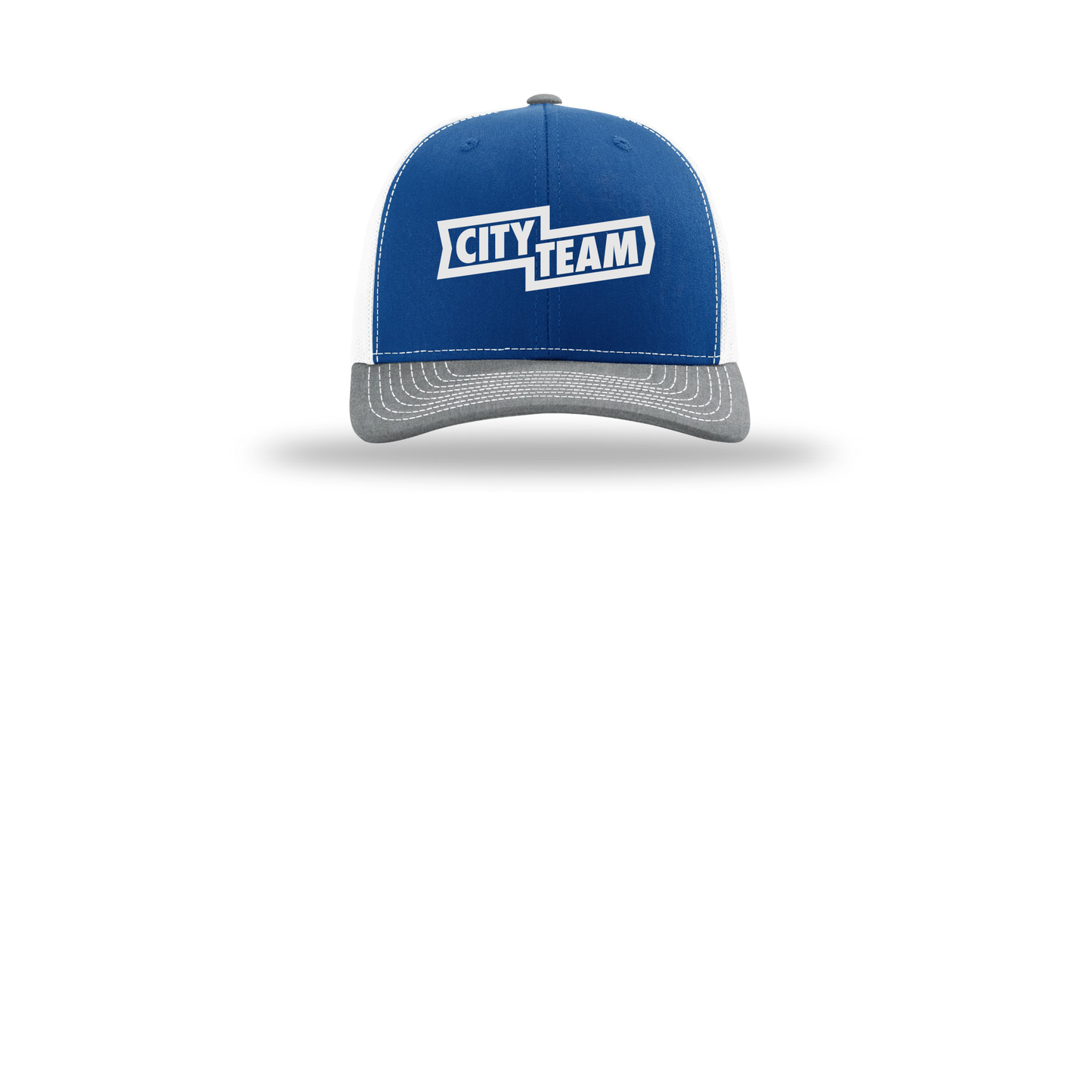 cityteam-richardson-trucker-cap-embroidery-capfront-R112-royalwhiteheathergrey-flat-front