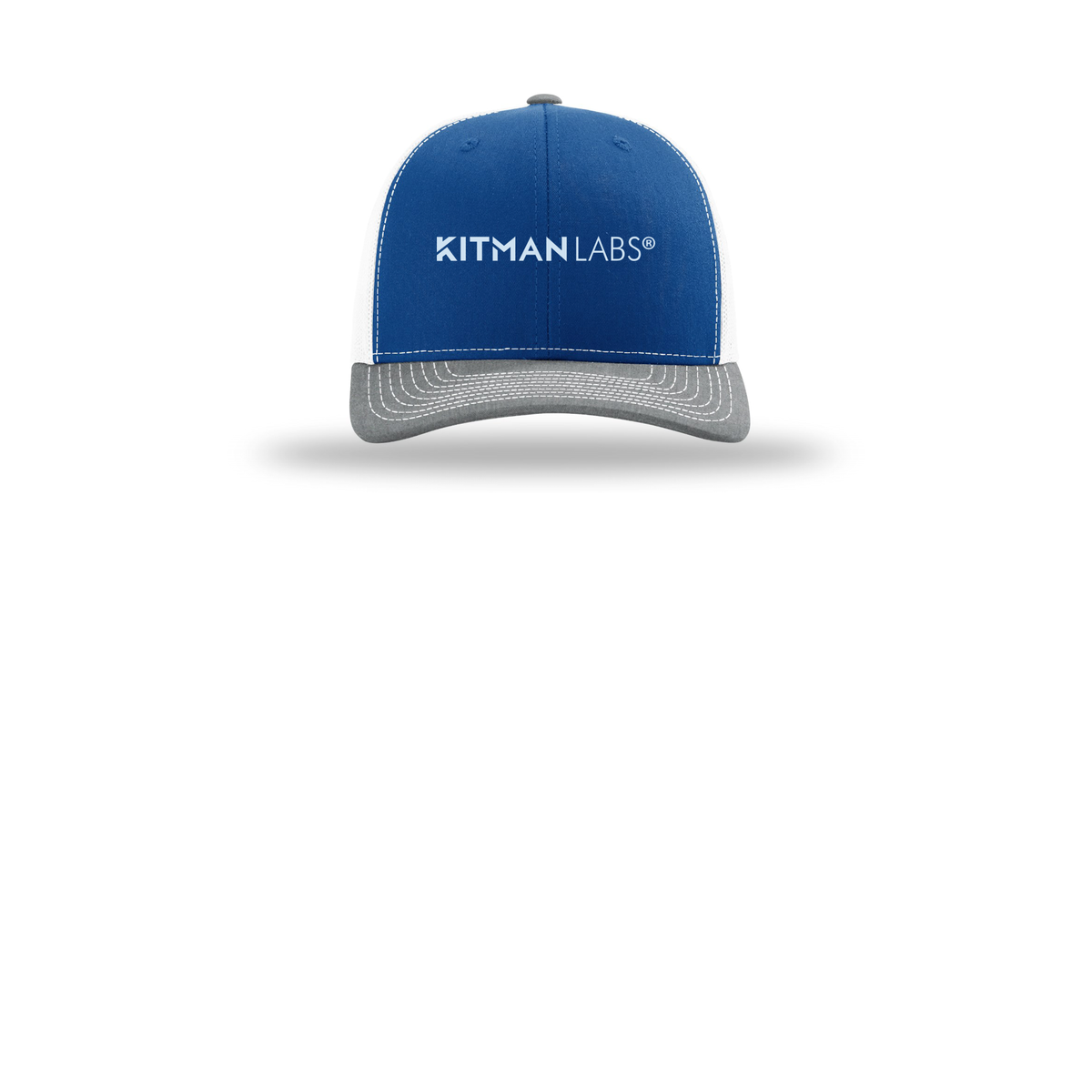kitmanlabs-richardson-trucker-cap-embroidery-capfront-R112-royalwhiteheathergrey-flat-front